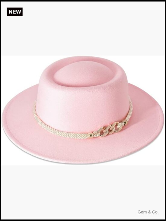 Wide Brim Fedora Hat with Buckle - Adjustable main image 5